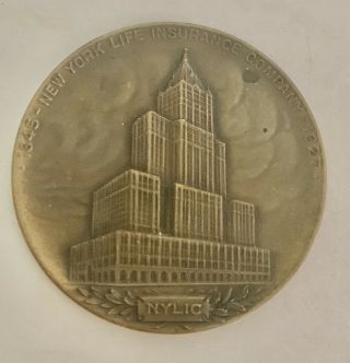 Rare 1927 York Life Insurance Sales Award Engraved Medallion Heavy Bronze