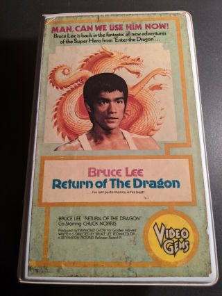 Return Of The Dragon (vhs,  1974) Bruce Lee,  Chuck Norris 1st Vhs Edition Rare