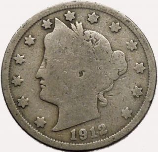 1912 Liberty Head Nickel 5 Cent United States Of America Usa Antique Coin I43568