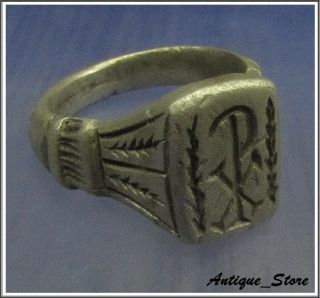 Chi - Rho Ancient Silver Roman Legionary Cristianity Ring Rare