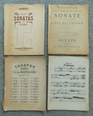 (4) Antique Sheet Music Books - Beethoven Sonatas,  Pathetique