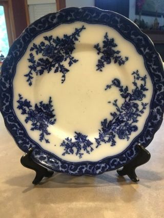 Antique Stanley Pottery Touraine Flow Blue Luncheon Plate