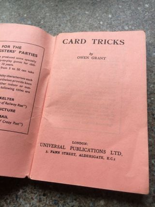 (H) Rare Vintage Magic Trick Book Card Tricks By Owen Grant 2