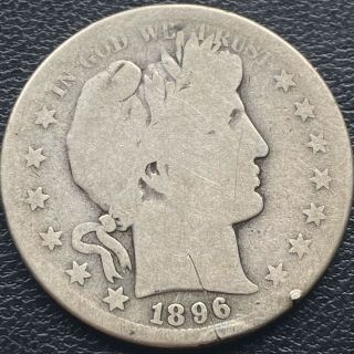 1896 S Barber Half Dollar 50c Rare San Francisco Circulated 23896