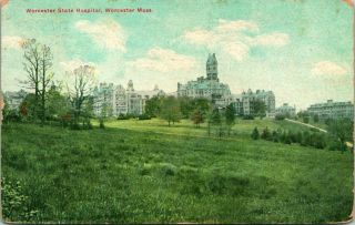 Antique Postcard Worcester Massachusetts " State Hospital " Insane Asylum 1910