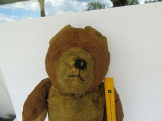 Vintage (1940 ' s ?) Straw Filled Large Teddy Bear w/ Rotating Head / Joints 2