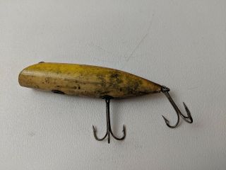 Antique Unknown Wooden Fishing Lure 3 Hook
