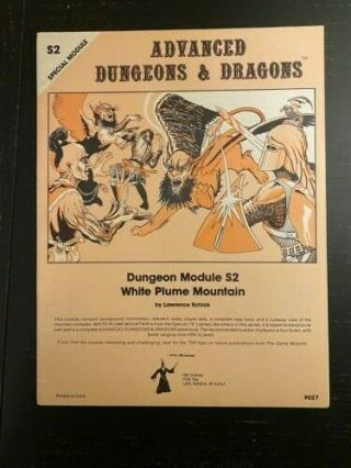 S2 White Plume Mountain Vintage Rare 1st/pr Ad&d Dungeons Dragons Mono Tsr 9027