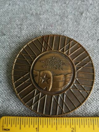 Rare Vintage Vii World Wheelchair Games Usa 1984 Olympic Medal/token
