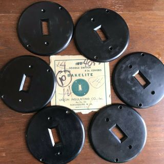 Vintage Round Bakelite Toggle Light Switch Covers Set Of 6 For Home Restoration