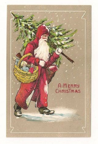 Antique Christmas Postcard Santa Toys Tree E.  B.  C.  1810 Near 1907