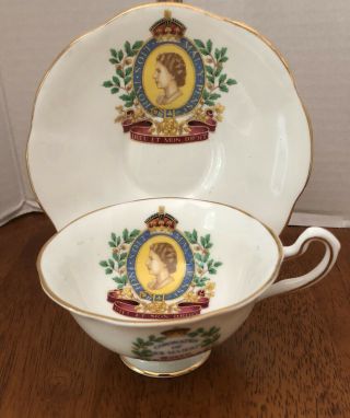 Rosina Tea Cup And Saucer Vintage Set - Queen Elizabeth Coronation June 2nd 1953