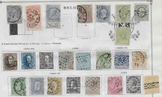 8 Belgium Stamps From Quality Old Antique Album 1850 - 1883