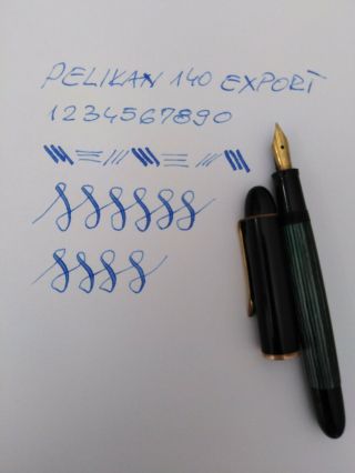 Pelikan 140 Export Green Striped Fountain Pen 14k F Flex Nib Vintage Rare