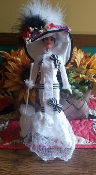 1995 Barbie Doll Audrey Hepburn Eliza Doolittle My Fair Lady In Ascot Lace Gown