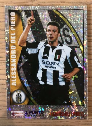 Rare Merlin Calcio 98 Shiny Sticker - Juventus Alessandro Del Piero 166