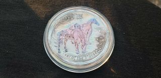 2014 $2 Lunar Series 2oz.  999 Fine Silver Year Of The Horse Toned Coin Rare