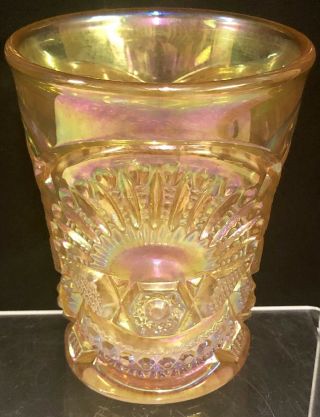 Vintage Carnival Glass Iridized Sunrise Tumbler Signed By Terry Crider Ooak Rare