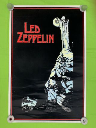 Rare Led Zeppelin Black Light Poster Velvet Poster 1988 Lantern 821 - 35x23