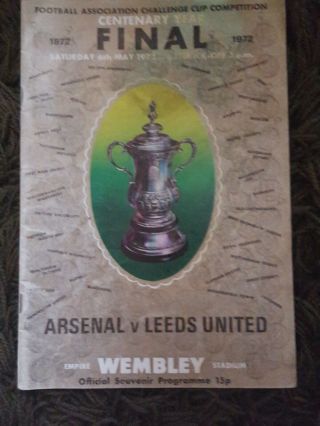 Arsenal Vs Leeds United Programme.  1972.  F.  A Cup Final Wembley Rare Vintage