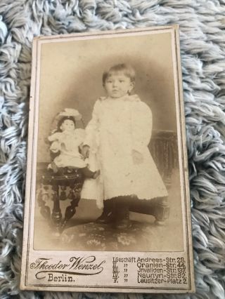 Antique Cdv Photo Little Girl Toys Bisque China Doll German Doll Antique Toy
