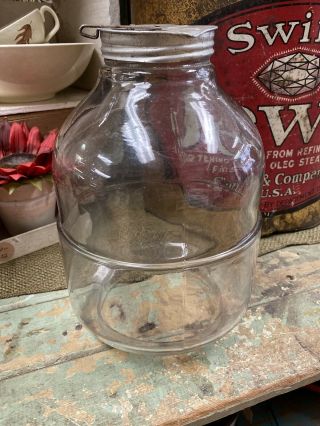 Antique Glass Hoosier Cabinet Sugar Flour Dispenser Jar Bin Jar & Lid Only