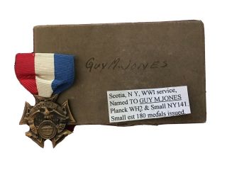 Wwi Us York State Scotia Rare Service Medal Attributed To Guy M.  Jones
