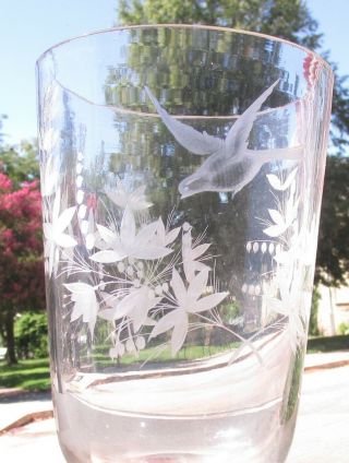 Early Blown Flint Glass Celery Glass - Copper Wheel Engraved - Polished Pontil