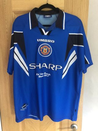 Manchester United Umbro Football Shirt Blue Away Xxl 1996 - 1997 Rare