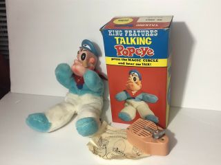 Vintage Gund Popeye Talking Doll Japan King Features W Box 1960s 49013 Rare