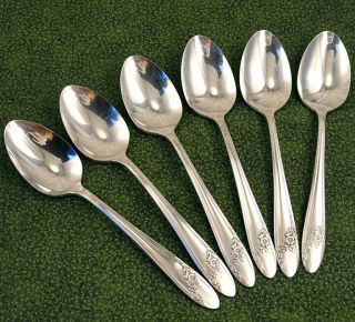 6 Teaspoons Spoons Oneida Community Tudor Plate Queen Bess Ii Silverplate 1946