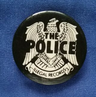 The Police Rare Vintage Illegal Records Pin Button Badge Late 1970 