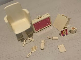 1984 Vtg Barbie Fold And Go Day To Night Home Office Accessories Chair Phone
