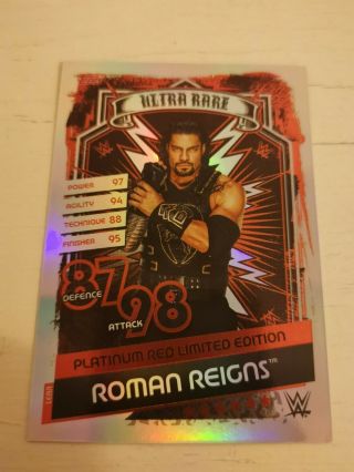 Topps Slam Attax Reloaded Roman Reigns Ultra Rare Platinum Red Limited Edition