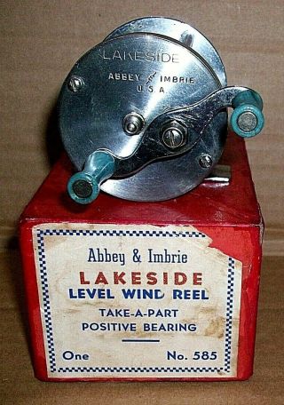 Vintage Abbey & Imbrie Lakeside Level Wind Bait Cast Reel W/original Box.  Usa