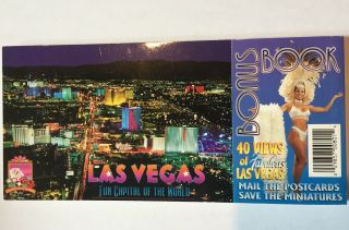 1995 Vintage Las Vegas Bonus Book 20 Post Cards Hotels Casinos & Miniatures Rare