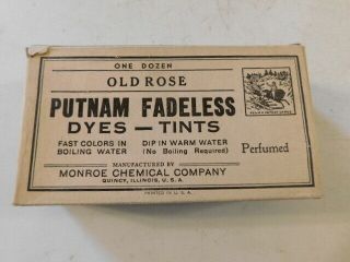 Vintage Putnam Fade Less Dye Tint Packs Old Rose Color 12 Ea Full Box Rare L@@k