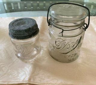 Antique Drey Ever Seal & Small 1/2 Pint 1 Pint Perfect Mason Jars