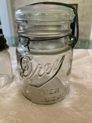 Antique Drey Ever Seal & Small 1/2 pint 1 pint Perfect Mason Jars 2