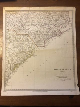 1833 Sduk Map Of Parts Of North And South Carolina - Sheet Xi