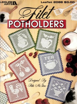 Rare Leisure Arts Filet Potholders/doily/crochet Pattern Instructions Only