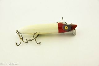 Vintage Heddon Vamp Spook Red & White Antique Fishing Lure Jj3