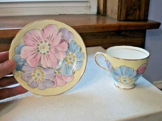 Cup & Saucer Flowers Tuscan Fine English Bone China Made In England Perfect Cond
