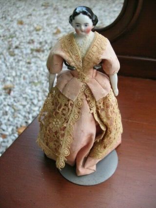 7 " Antique German China Shoulder Head Doll With Cloth Body