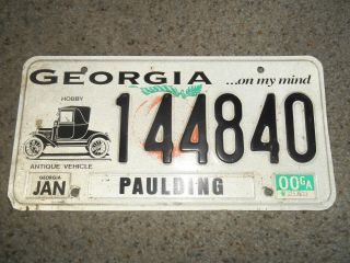 Antique State Of Georgia Paulding County Auto Car Tag License Plate