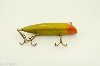 South Bend Bass Oreno No Eye Wiggler Red & Gold Antique Fishing Lure Rs8
