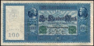 1910 100 Mark Germany Old Vintage Paper Money Banknote Currency Note Antique Vf