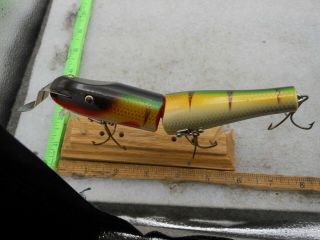 VINTAGE LUCKY STRIKE CANADA WOOD JOINTED MUSKY MUSKIE FISHING LURE 2