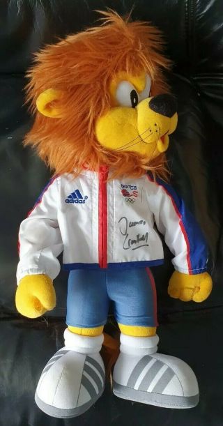 Rare 2008 Team Gb Beijing Olympics Pride Lion Plush Signed By James Cracknell