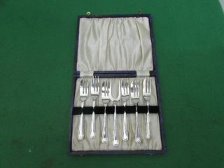 Vintage Epns Silver Plate Cake Fork Set,  Boxed